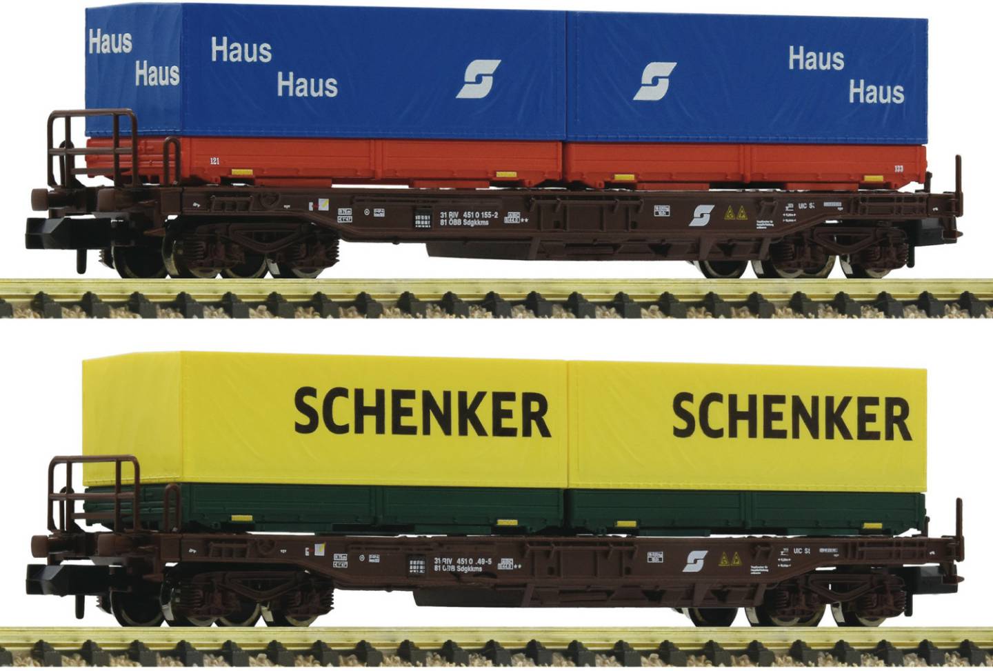 Fleischmann 2-tlg. Set: Einheitstaschenwagen, ÖBB (845376) Modelleisenbahnen